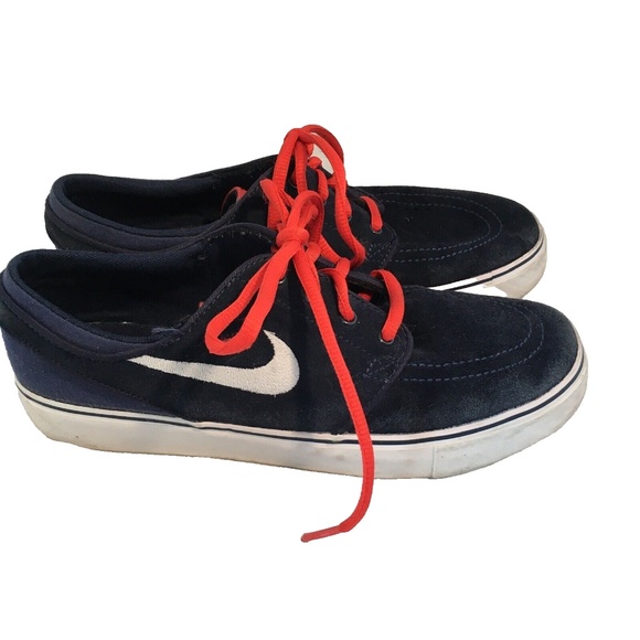 Nike Skater Shoes SB Stefan Janoski Blue & White Youth Size 6Y Red Laces Suede - Picture 4 of 7